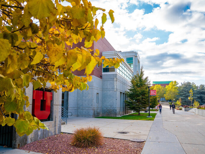 outside of the campus library
