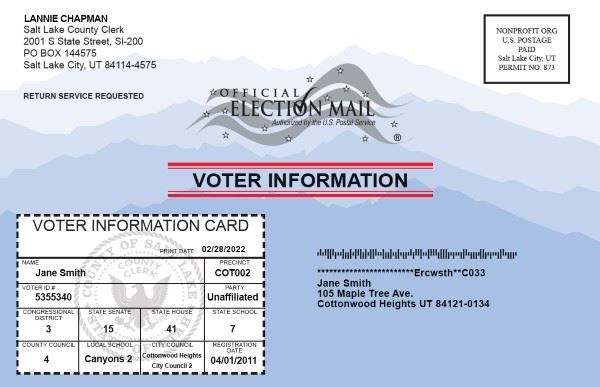 example of voter information card